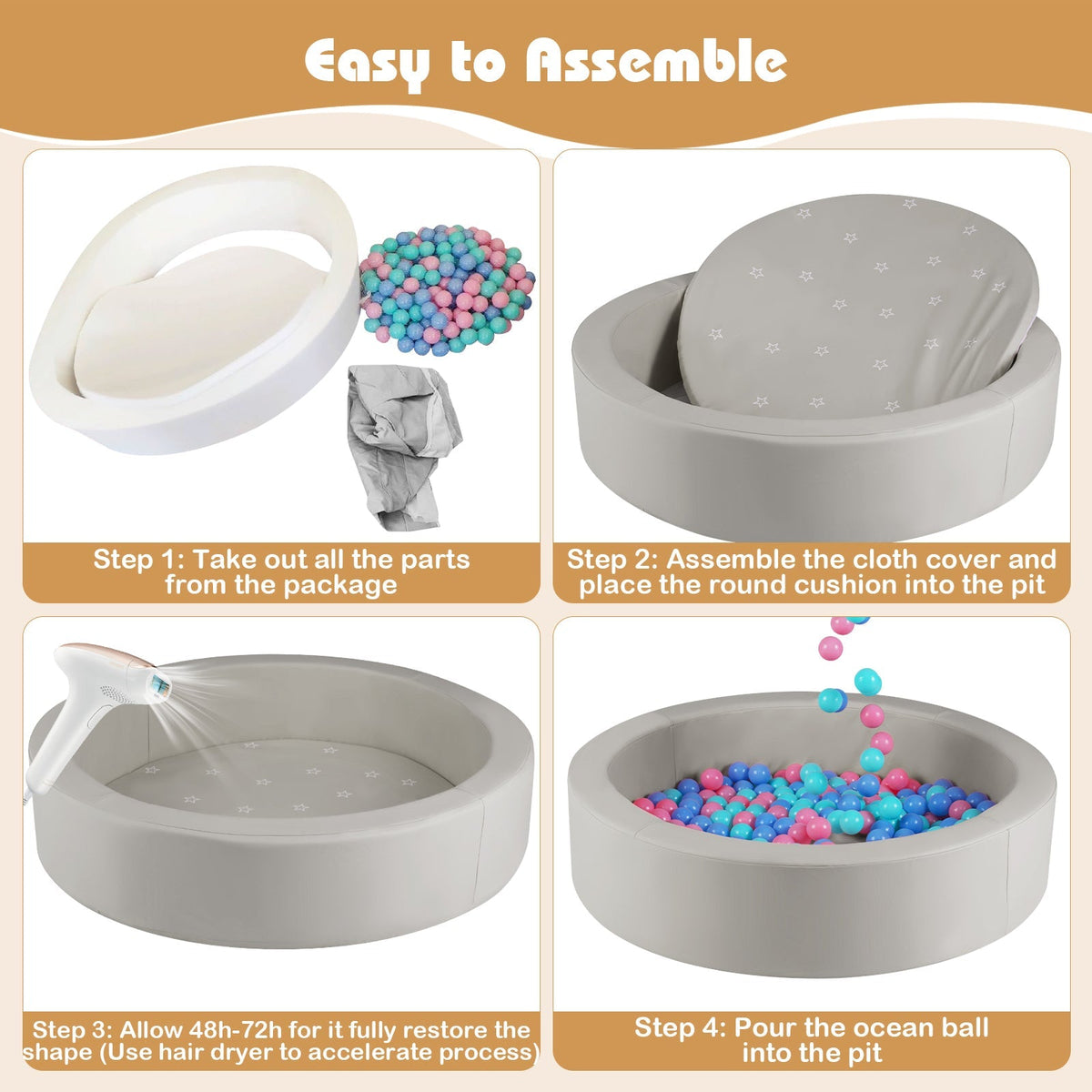 Soft Foam Ball Pit | 200-Ball Sensory Play Set — alternate product view 13