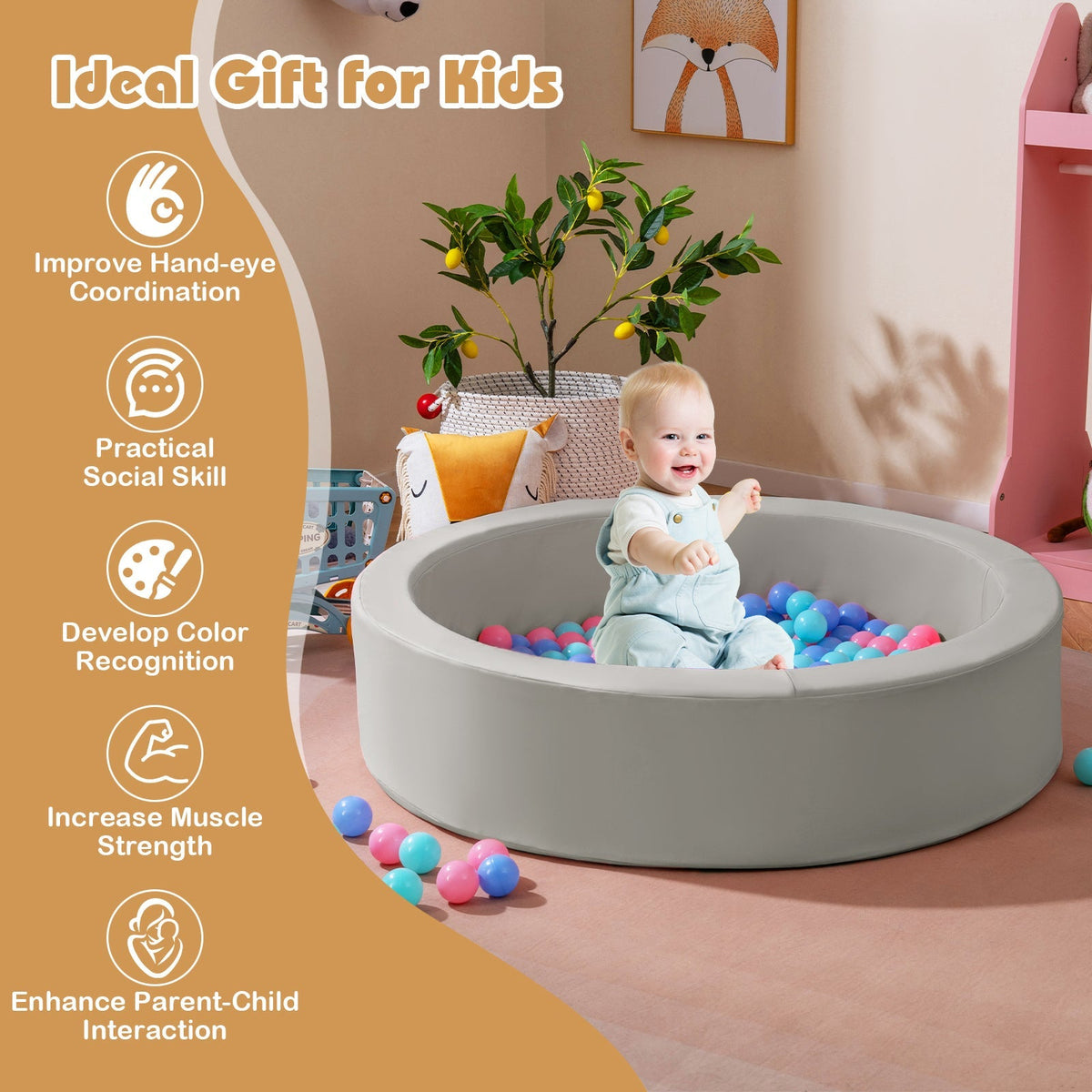 Soft Foam Ball Pit | 200-Ball Sensory Play Set — alternate product view 15