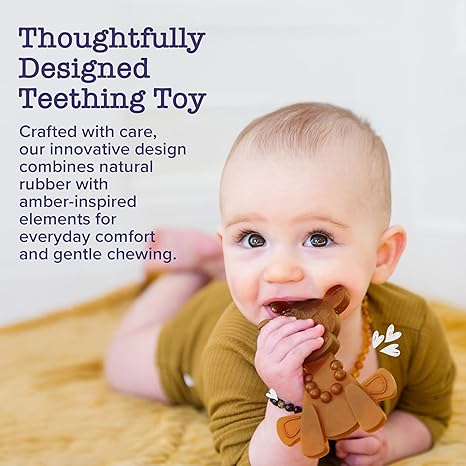 Natural Rubber Giraffe Teether | Easy-Grip Sensory Toy — alternate product view 4