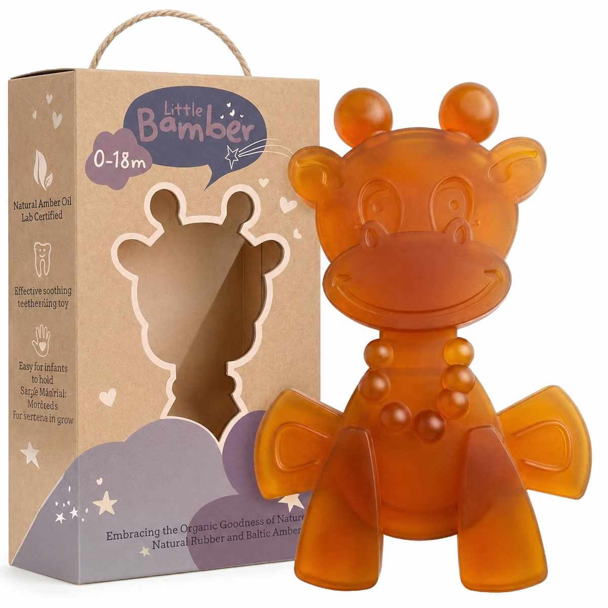 Natural Rubber Giraffe Teether | Easy-Grip Sensory Toy — alternate product view 5