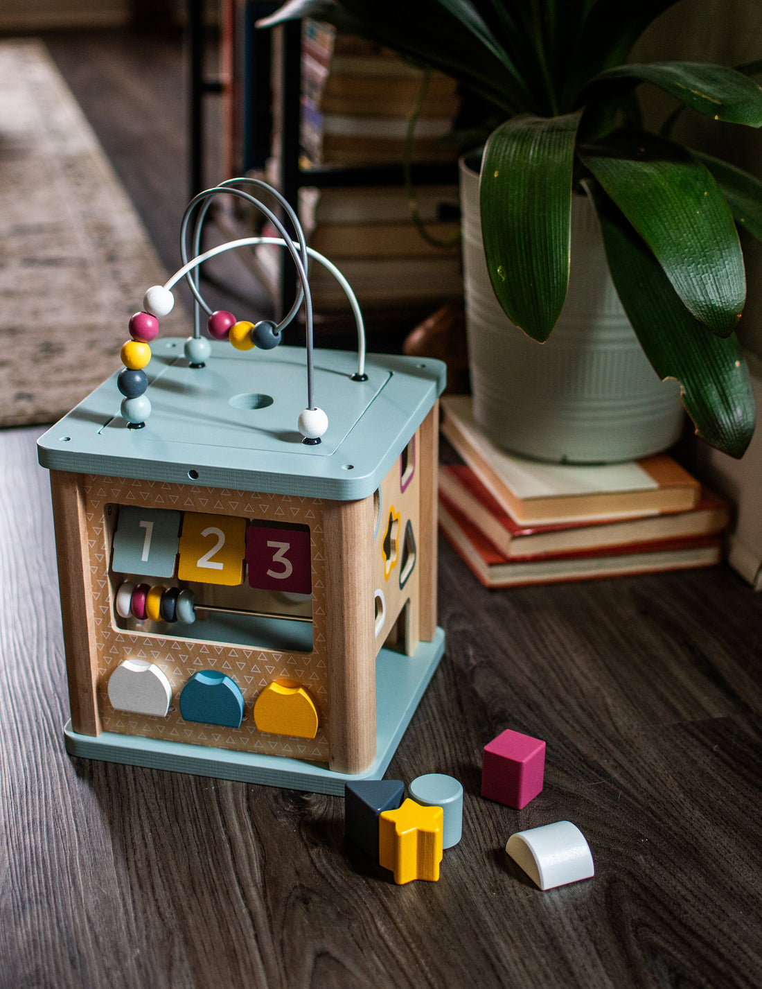 Toddler activity cube included in Luminara Fine-Motor Learning Duo