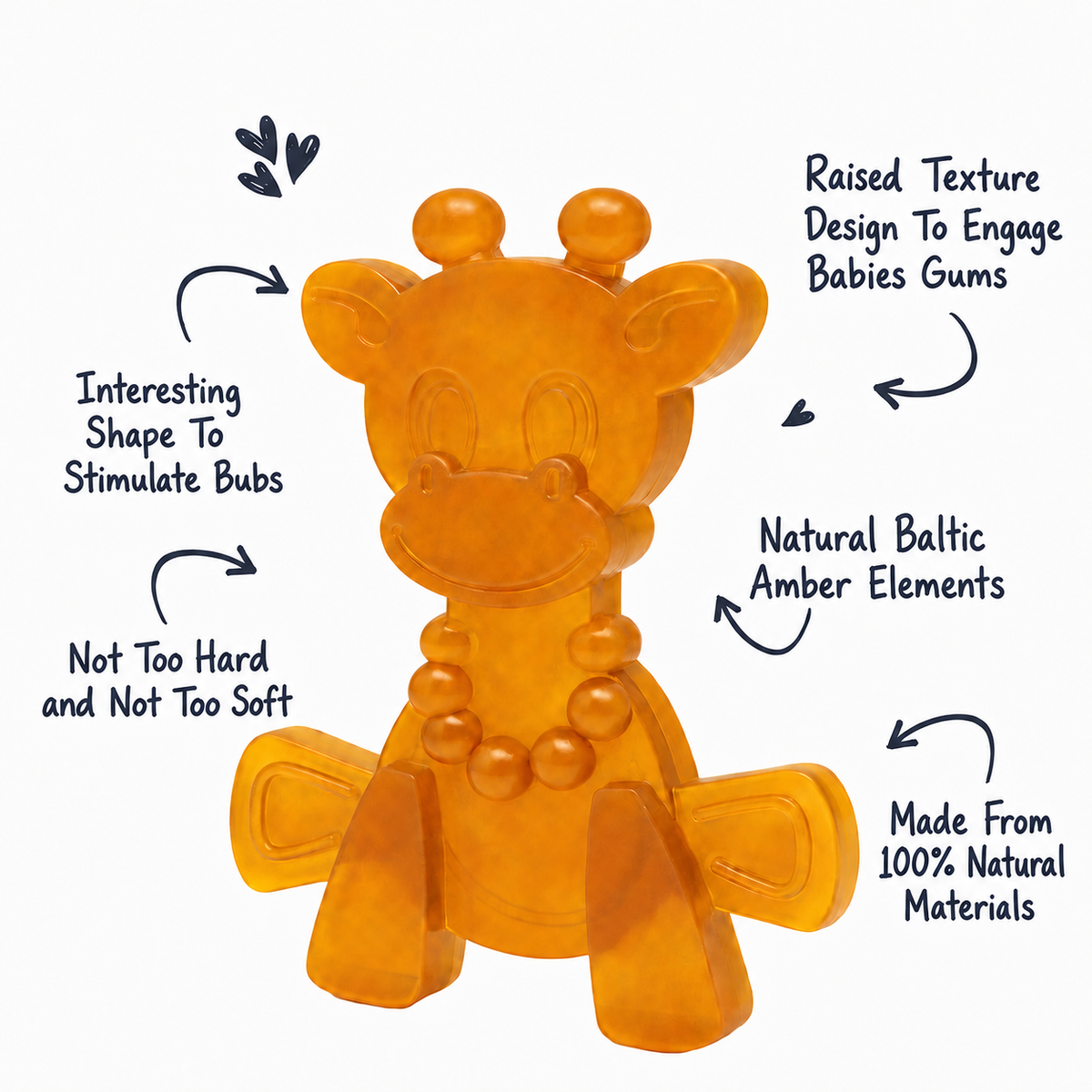 Natural Rubber Giraffe Teether | Easy-Grip Sensory Toy — alternate product view 2