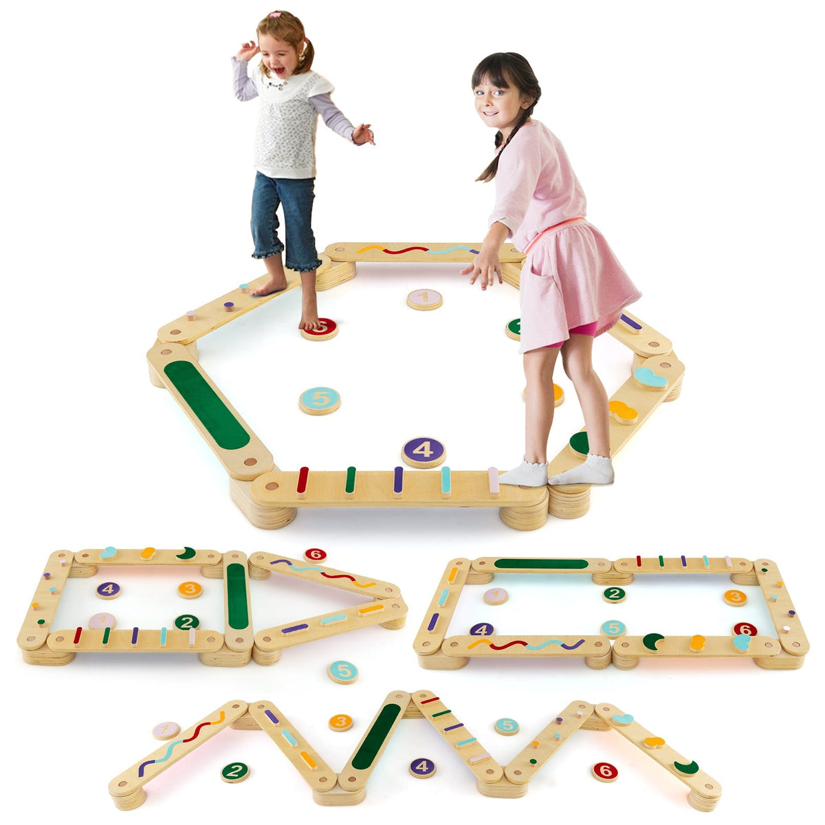Montessori Balance Path | Wooden Beams + Stepping Stones — alternate product view 3