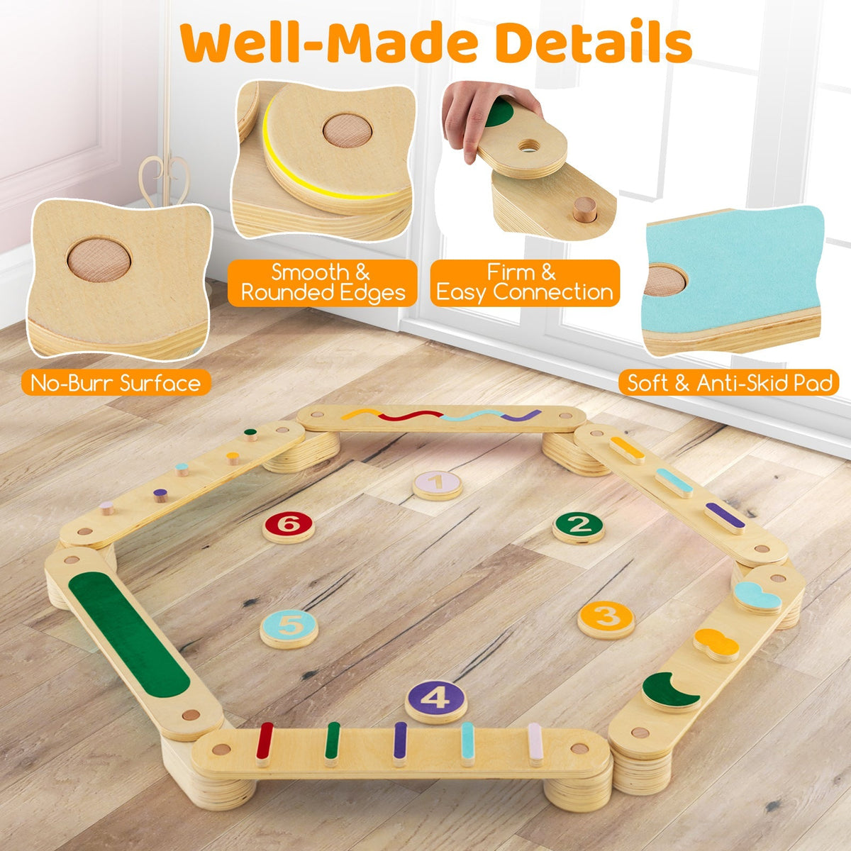 Montessori Balance Path | Wooden Beams + Stepping Stones — alternate product view 6