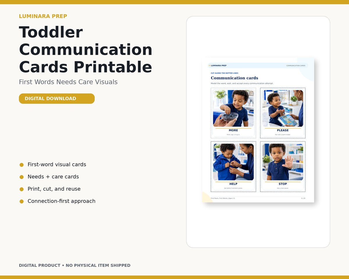 Toddler communication cards included in the premium mini library