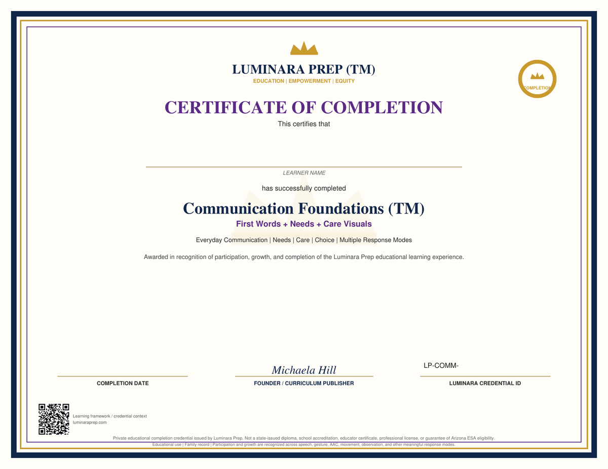Communication Foundations certificate of completion included