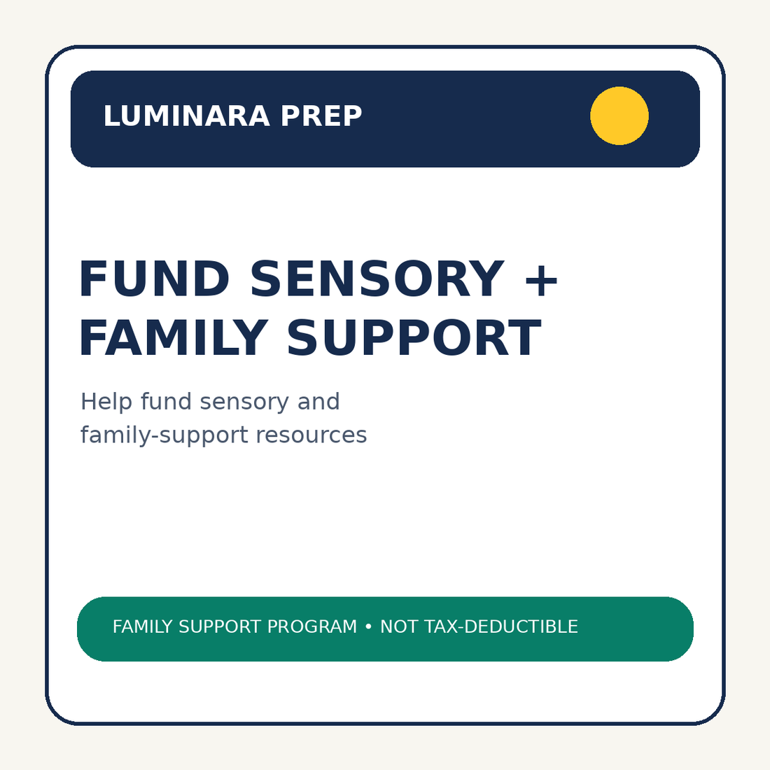 Fund Sensory and Family Support