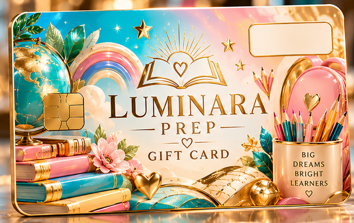 Luminara Prep Bright Adventure gift card design