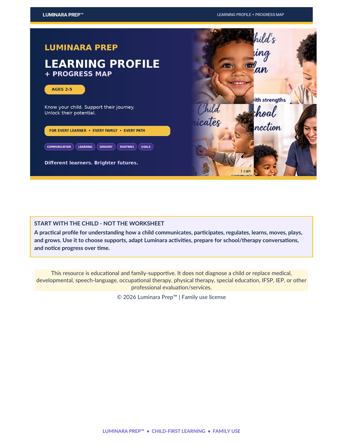 Luminara Learning Profile and Progress Map inclusive hyperrealistic cover