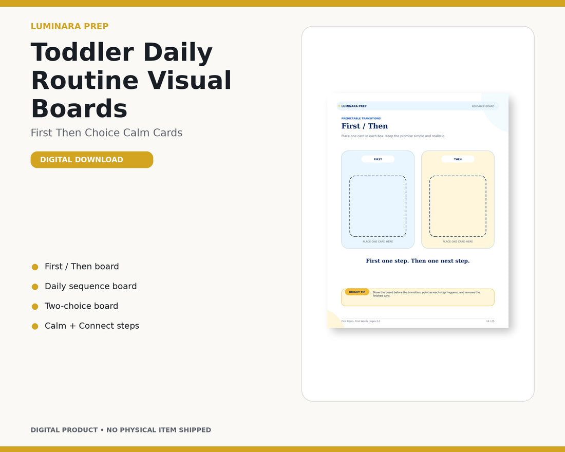 Toddler routine visual boards included in the premium mini library