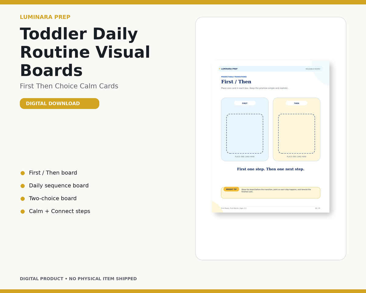 Toddler routine visual boards included in the premium mini library
