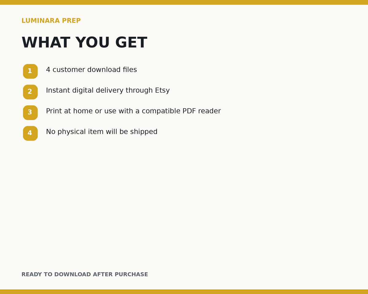 Digital download details for Luminara Prep Starter Library